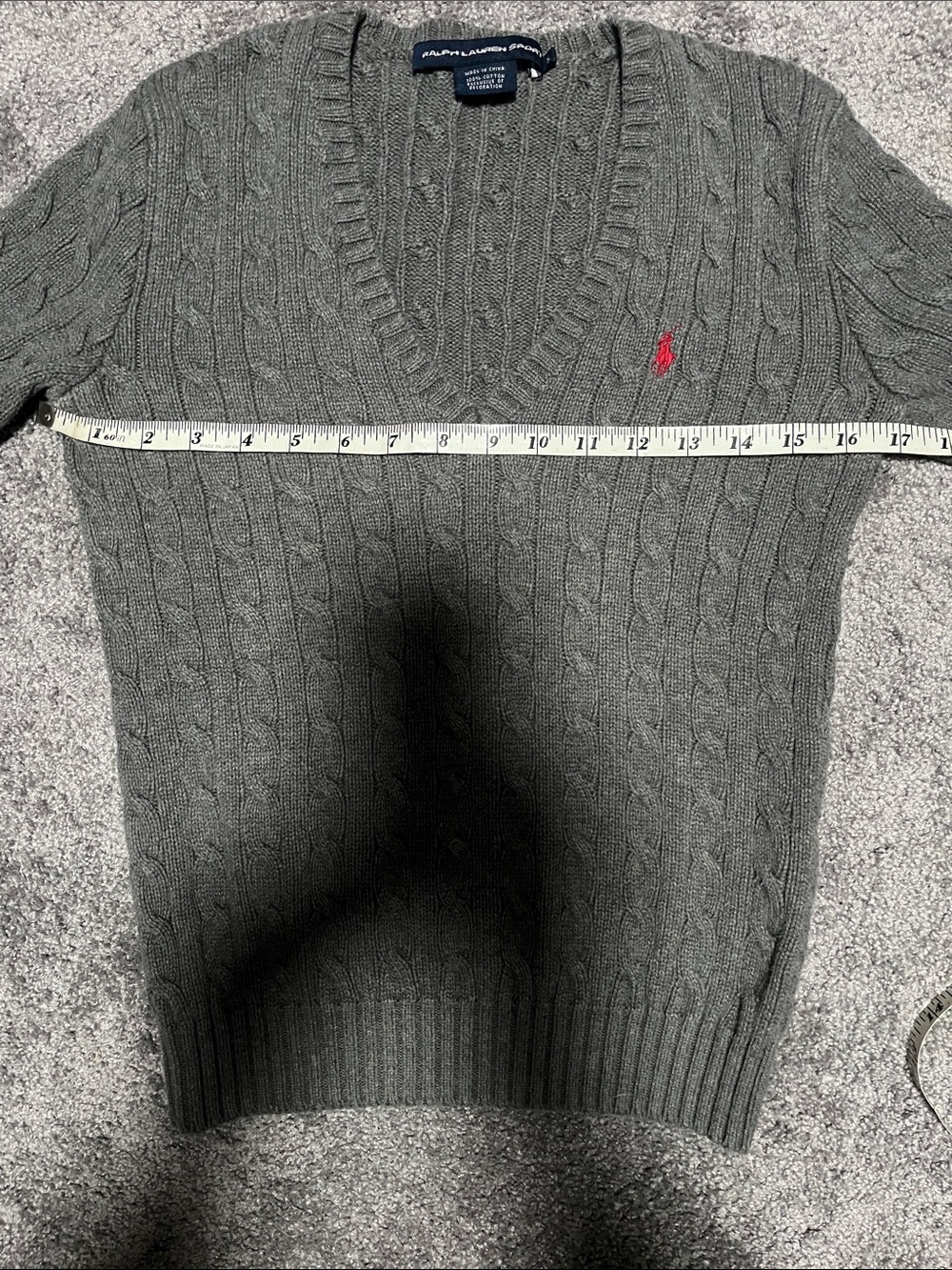 Ralph Lauren women’s grey v neck with red pony. - Picture 3 of 6
